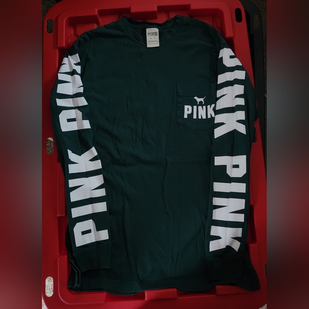 PINK Victoria's Secret Dark Green Tee